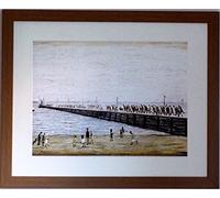 Stateoftheart-uk COLLECTION OF L S Lowry Prints on Textured Art Paper - 21 x 17inch Light Wood Finish Frame with White Mount and Large - JETTY AT KNOTT END - Image