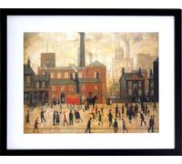 Stateoftheart-uk L S Lowry 'Coming Home From The Mill' Framed Print - 21x17 inch Black Wood Frame with Mount - READY TO HANG