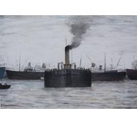 Stateoftheart-uk L S Lowry Print - FERRY AT SOUTH SHIELDS - Image Size 16" x 12" Plus Border on a Textured Medium