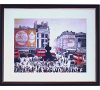 Stateoftheart-uk L S Lowry Print - PICCADILLY CIRCUS - On Textured Art Paper - 21 x 17inch Walnut Finish Frame - White Mount - Large Image