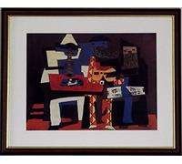 Stateoftheart-uk - Pablo Picasso Print - THREE MUSICIANS -15 x 12inch Walnut Finish Frame - White Mount - A4 Image