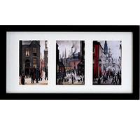 Stateoftheart-uk THREE IN ONE L S Lowry 7 x 5inch Textured Prints in a 21 x 11inch Wood Frame