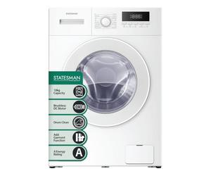 Statesman 1400rpm 1900W Washing Machine, BLDC Motor, Energy Rating A, Quiet Operation, Child Lock, Freestanding Laundry Appliance, White (8, Kilograms)