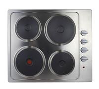 Statesman 4 Plate Electric Hob Cooktop, Small & Large Hotplates, 5500 W Combined Power, Side Dial Control, 60cm, Easy Clean, Sealed Hotplates, Corded Electric (Stainless Steel)
