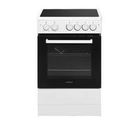 Statesman 50cm Electric Cooker with Ceramic Hob, White | 4 Cooking Zones, 3 Functions & 1 Lamp, 1 Wire Shelf, Grill Pan Set, Safety Chains, Adjustable Height, Removable Door