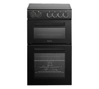 Statesman EDC150 Double Oven Electric Cooker, 4 Zone Ceramic Hob, 50cm Wide, Black