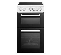 Statesman EDC150 Double Oven Electric Cooker, 4 Zone Ceramic Hob, 50cm Wide, White