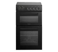 Statesman EDC150 Double Oven Electric Cooker, 4 Zone Ceramic Hob, 50cm Wide, Black