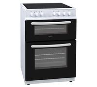 Statesman EDC50S Fan Assisted Double Oven Electric Cooker, 4 Zone Ceramic Hob, Integrated Grill, 50cm Wide, Double Glazed Door, 1 Deep Tray with Wired Chrome Grid, Silver