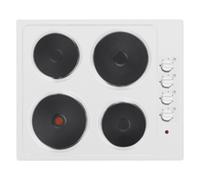 Statesman EH160WH 4 Plate Electric Hob Cooktop, Small & Large Hotplates, 5500 W Combined Power, Side Dial Control, 60cm, Easy Clean, Sealed Hotplates, Corded Electric, White