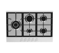 Statesman GH175SS 5 Burner Gas Hob Cooktop, Front Dial Control, Automatic Ignition, 5 Burners: 1 Wok, 1 Rapid, 2 Semi-Rapid and 1 Simmer, 75 cm, Front Dial Control, Automatic Ignition, Stainless Steel