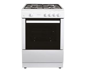 Statesman MAXI60GSF Single Oven Gas Cooker, 4 Gas Burners, Integrated Grill, 60cm Wide, White, (mm): H:900 x W:500 x D:600