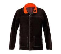 Static Arc LEATHER WELDING JACKET COW SPLIT SPATTER HEAT RESISTANT WELDERS SLEEVED COAT PPE (48" Chest)