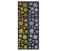Static Cling Christmas Snowflake Stickers for Windows and Walls, Set of 9 Decorative Snowflakes Suitable for Seasonal Use (Gold + Silver)