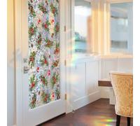 Static cling Christmas window sticker with double sided red berry sunlight design, for decorating glass doors, and mirrors during holiday seasons