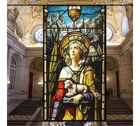 Static Cling Privacy Window Film Church Stained Glass Decorative Glass Film Glue Free Window Sticker for Home Office W19.7 x H72.8(50x185cm)
