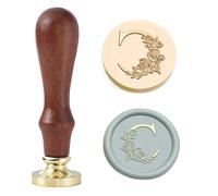 Statice Letter C Wax Seal Stamp - Initial Sealing Wax Stamp with Flower,0.98 inch/25mm Brass Alphabet Graphic Stamp for Envelopes,Invitations or Valentine's Day Gifts
