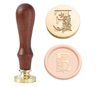 Statice Letter E Wax Seal Stamp - Initial Sealing Wax Stamp with Flower,0.98 inch/25mm Brass Alphabet Graphic Stamp for Envelopes,Invitations or Valentine's Day Gifts