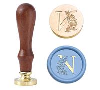 Statice Letter N Wax Seal Stamp - Initial Sealing Wax Stamp with Flower,0.98 inch/25mm Brass Alphabet Graphic Stamp for Envelopes,Invitations or Valentine's Day Gifts