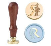 Statice Letter R Wax Seal Stamp - Initial Sealing Wax Stamp with Flower,0.98 inch/25mm Brass Alphabet Graphic Stamp for Envelopes,Invitations or Valentine's Day Gifts
