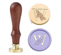 Statice Letter W Wax Seal Stamp - Initial Sealing Wax Stamp with Flower,0.98 inch/25mm Brass Alphabet Graphic Stamp for Envelopes,Invitations or Valentine's Day Gifts