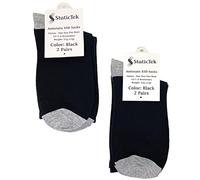 StaticTek Anti-Static Socks - Comfortable Static Control Grounding for ESD Shoes, Black, Silver, One Size