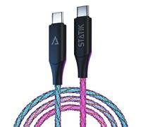 Statik Light Up Charger Cable - GloBright Braided LED Charging Cable, Glowing Super Fast Charging 100W Light Up Cable, Data Transfer, Lighted Phone Charger Cord - 6FT/1.8M, Type USB C to USB C