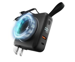 STATIK SmartCharge (Gen 2) Power Bank, 5-in-1 Travel Charger with Wall Plug & Built-in USB C Cables,Watch Charger for Apple Watch,10000mAh &European Portable Charger,Compatible w/iPhone,iPad,Samsung