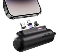 Statik Snap-N-Charge Power Bank, Mini Portable Charger for All Devices 3-in-1 Magnetic Tips USB C, Micro USB and iProduct, Compact Powerbank 3,200mAh 10W Battery Pack