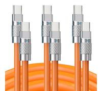 STATIK TsumoCharge USB C to USB C Charger Cable, Heavy Duty 100W, Unbreakable Silicone, Fast Charging, Data Transfer, 6FT/2M Orange 3-Pack