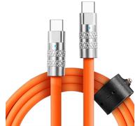 STATIK TsumoCharge USB C to USB C Charger Cable, Heavy Duty 100W USB C to USB C Cable, Unbreakable Silicone Type C Charger Cable Fast Charging, USBC to USBC Cable Supports Data Transfer, 6FT/2M Orange