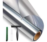 STATINT One Way Privacy Window Film,Reflective Mirror Tint for Daytime Privacy, Static Cling, UV Blocking, Heat Control for Home & Office,Silver,90 cm X 250 cm
