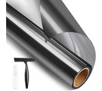 STATINT Privacy Window Film One Way Mirror Glass Tint Heat Control Sun UV Blocking Sliding Door Tinting Reflective Static Cling for Home, Black-Silver, 44 cm X 500 cm