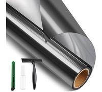 STATINT Privacy Window Film One Way Mirror Glass Tint Heat Control Sun UV Blocking Sliding Door Tinting Reflective Static Cling for Home, Black-Silver, 75 cm X 200 cm