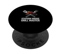 Station House Grilling Master BBQ Fireman Firefighter PopSockets Adhesive PopGrip