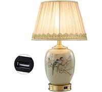 Station Lamp Modern Chinese Style Ceramics Light Body Cloth Lampshade E27 Button Switch Table Lamp Bedroom Decorated Table Lamp