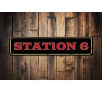 Station Number Sign Personalized Fire Department Sign Metal Firehouse Fireman Firefighter Man Cave Decor Outdoor Street Sign/Subway Sign 4x16 inch
