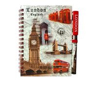Stationary A6 London Notepad Notebook & Pen - UK Notepad & Pen - Wire-bound Note pad - London Souvenirs Memo Book - British Souvenir Note book & Pen Gift Set
