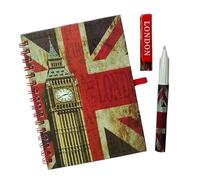 Stationary A6 Union Jack Notebook Pen - UK Flag Notepad Pen Set - Wire-bound Notepad - London Souvenirs Memo Book - British Souvenir Notebook & Pen UJ UK Gift Set