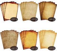 Stationary Paper 48 Pack Parchment Antique Colored Printed Paper, Stationery Vintage Letter Writting Paper for Craft, Invitations, Map, 8.5 X 11 Inch