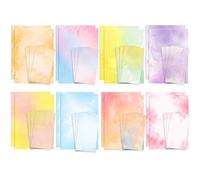 Stationary Paper and Envelopes Set 48 Pack of Watercolor Letter Writing Paper, Decorative Printer Stationery Sheets Set with Assorted Designs - Double-Sided Printing A4 Size