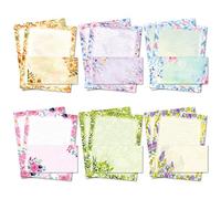 Stationary Writing Paper with Envelopes - Flora Stationery Set with Lined Letter Writing Paper, 48 Sheets + 24 Envelopes, 8.5 x 11 Inch of Each Stationary Paper