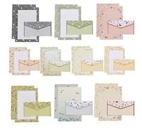 Stationary Writing Paper with Envelopes - Letter Writing Stationery Paper Cute Lovely Flora Stationery Set with Lined Letter Writing Paper, 60 Sheets + 30 Envelopes, 10 Styles