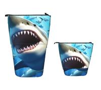 Stationery Bag Hungry Sharks Pencil Pouch Unique Design Supplies Box Big Capacity Stationery Storage Bag for Office, School Stationary, Boys