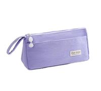 Stationery Bag - Simple,Stylish Corduroy Pencil Case,Multipurpose Organizer-Perfect for School, Office,Travel (Purple)