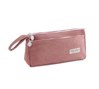 Stationery Bag - Simple,Stylish Corduroy Pencil Case,Multipurpose Organizer-Perfect for School, Office,Travel (Pink)