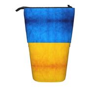 Stationery Bag Ukrainian Flag Print Standing Pencil Case Practical Pen Pouch Bag Leather Pencil Pouch for Girls, Adults, Boys