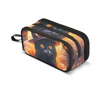 Stationery Big Pencil Pouch Zipper Pencils Case Classroom Pen Bag Boys College High School Office Supplies Halloween Cute Black Cat Orange Pencil Bags Storage 8.86x3.54x4.33in