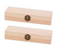Stationery Box for Students 2pcs Wood Blank Pencil Box Back to School Party