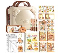 Stationery Complete Set | Capybara Sticky Notes and Writing Pens Set | Aesthetic School Materials, for Children, Teenagers, Students for Home School